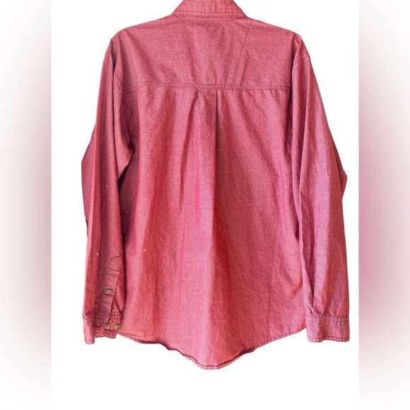 Wrangler Rugged Wear Wrinkle Resist Red Plaid Long Sleeve Button Down Mens Large - Picture 4 of 7